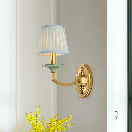 Vivolux | Rustieke Geplooide Drum Wandmontage Licht Platteland 1/2-Kop Woonkamer Wandlamp in Messing