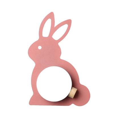 Vivolux | Rabbit Flush Mount Wandlamp Cartoon Iron 1 Lamp Pink/Blau Wandmontage Licht mit Ball Lampenschirm
