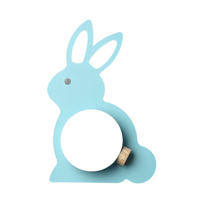Vivolux | Rabbit Flush Mount Wandlamp Cartoon Iron 1 Lamp Pink/Blau Wandmontage Licht mit Ball Lampenschirm