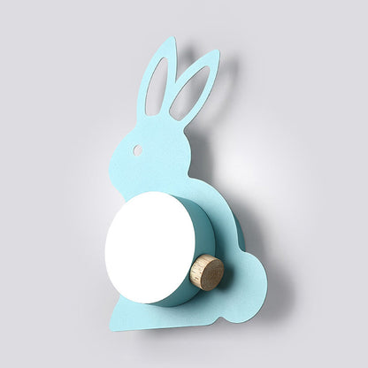 Vivolux | Rabbit Flush Mount Wandlamp Cartoon Iron 1 Lamp Pink/Blau Wandmontage Licht mit Ball Lampenschirm
