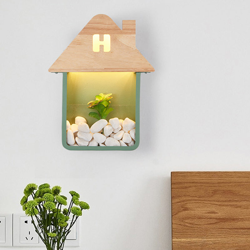 Vivolux | Cabin Bedside Flush Mount Nordic Wooden LED Wandlamp met Opberplank in Grijs/Wit/Groen