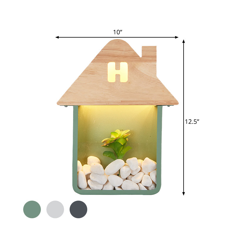 Vivolux | Cabin Bedside Flush Mount Nordic Wooden LED Wandlamp met Opberplank in Grijs/Wit/Groen