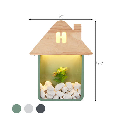 Vivolux | Cabin Bedside Flush Mount Nordic Wooden LED Wandlamp met Opberplank in Grijs/Wit/Groen