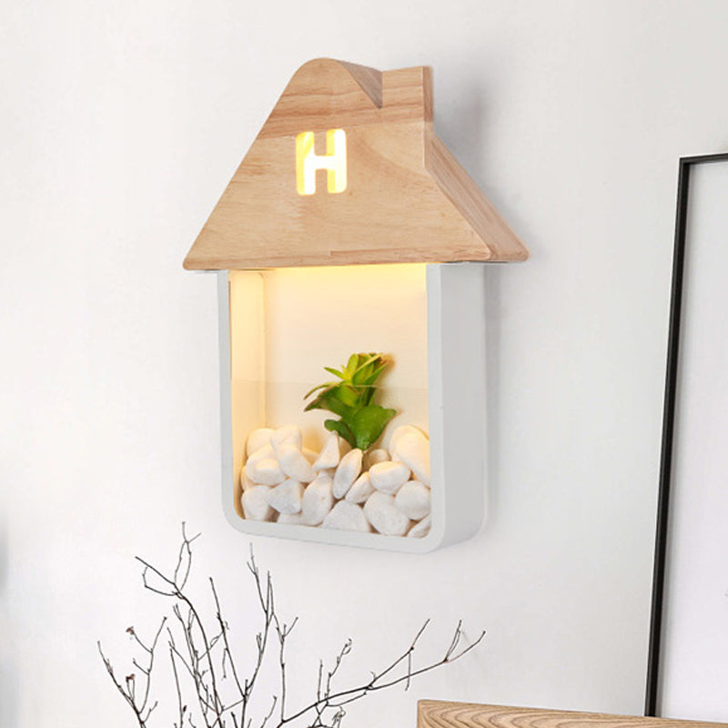 Vivolux | Cabin Bedside Flush Mount Nordic Wooden LED Wandlamp met Opberplank in Grijs/Wit/Groen