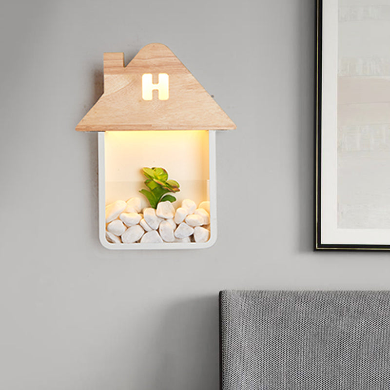 Vivolux | Cabin Bedside Flush Mount Nordic Wooden LED Wandlamp met Opberplank in Grijs/Wit/Groen