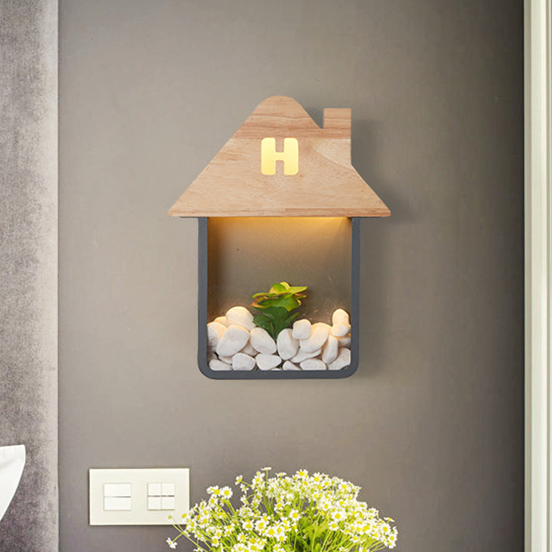 Vivolux | Cabin Bedside Flush Mount Nordic Wooden LED Wandlamp met Opberplank in Grijs/Wit/Groen