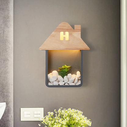 Vivolux | Cabin Bedside Flush Mount Nordic Wooden LED Wandlamp met Opberplank in Grijs/Wit/Groen