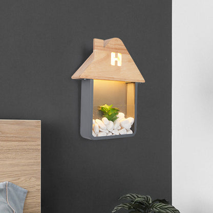 Vivolux | Cabin Bedside Flush Mount Nordic Wooden LED Wandlamp met Opberplank in Grijs/Wit/Groen
