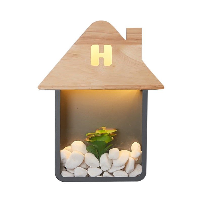 Vivolux | Cabin Bedside Flush Mount Nordic Wooden LED Wandlamp met Opberplank in Grijs/Wit/Groen