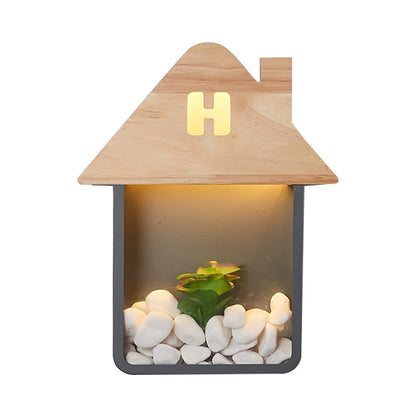 Vivolux | Cabin Bedside Flush Mount Nordic Wooden LED Wandlamp met Opberplank in Grijs/Wit/Groen