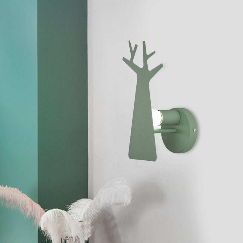 Vivolux | Nordic Tree Silhouette Iron Wandlamp 1 Hoofds als Verlichting Fixture in Groen/Wit/Grijs voor Slaapkamer