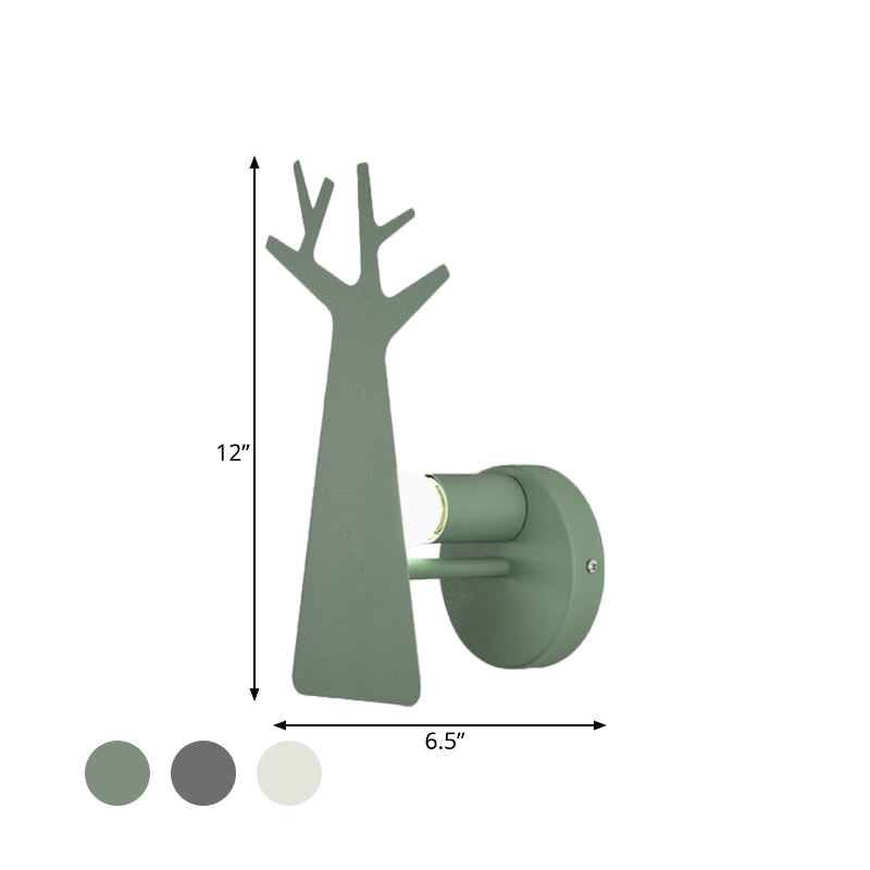 Vivolux | Nordic Tree Silhouette Iron Wandlamp 1 Hoofds als Verlichting Fixture in Groen/Wit/Grijs voor Slaapkamer