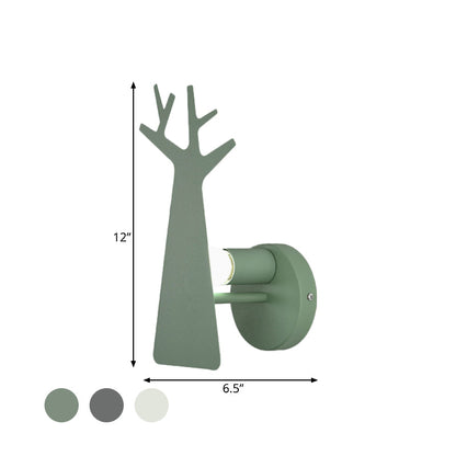 Vivolux | Nordic Tree Silhouette Iron Wandlamp 1 Hoofds als Verlichting Fixture in Groen/Wit/Grijs voor Slaapkamer