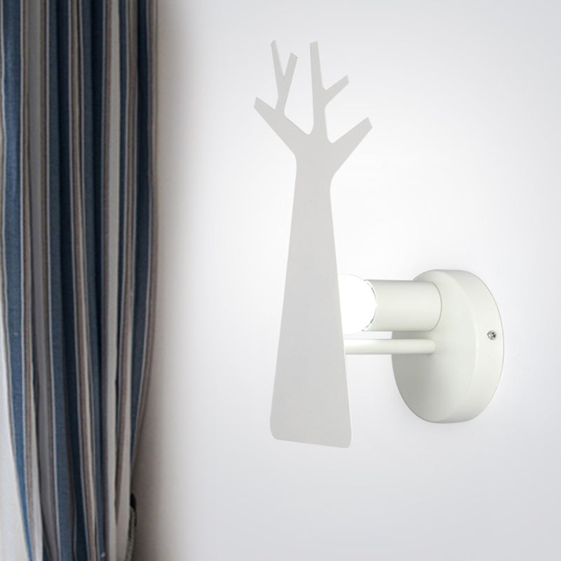 Vivolux | Nordic Tree Silhouette Iron Wandlamp 1 Hoofds als Verlichting Fixture in Groen/Wit/Grijs voor Slaapkamer