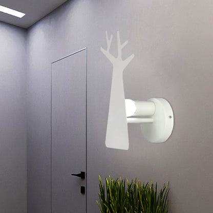 Vivolux | Nordic Tree Silhouette Iron Wandlamp 1 Hoofds als Verlichting Fixture in Groen/Wit/Grijs voor Slaapkamer