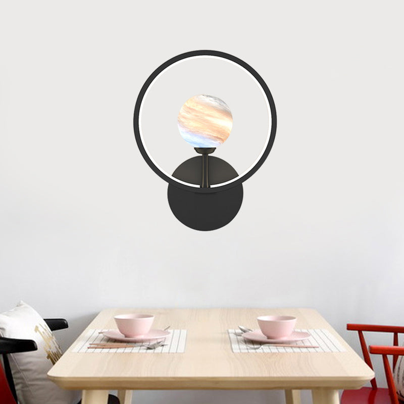 Vivolux | Gradient Glas Globe Wandverlichting Ideeën Moderne LED Wandlamp Fixture met Ringbescherming in Zwart/Roze/Wit