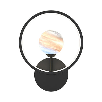 Vivolux | Gradient Glas Globe Wandverlichting Ideeën Moderne LED Wandlamp Fixture met Ringbescherming in Zwart/Roze/Wit