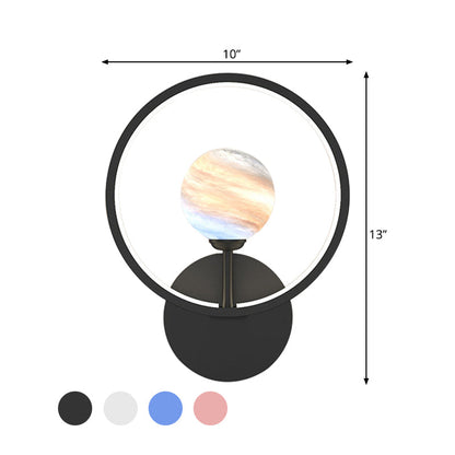 Vivolux | Gradient Glas Globe Wandverlichting Ideeën Moderne LED Wandlamp Fixture met Ringbescherming in Zwart/Roze/Wit