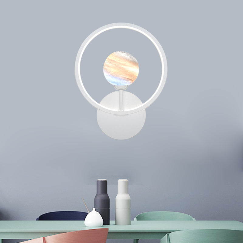 Vivolux | Gradient Glas Globe Wandverlichting Ideeën Moderne LED Wandlamp Fixture met Ringbescherming in Zwart/Roze/Wit