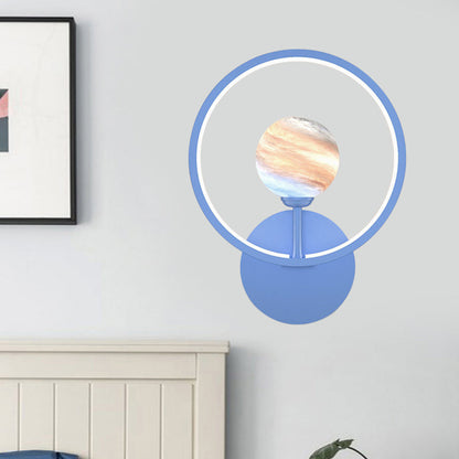 Vivolux | Gradient Glas Globe Wandverlichting Ideeën Moderne LED Wandlamp Fixture met Ringbescherming in Zwart/Roze/Wit