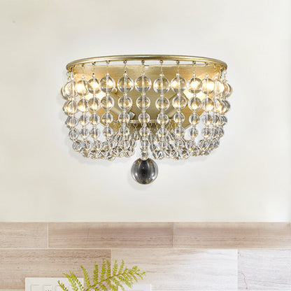 Vivolux | 2-Lampen Wandmontage Lamp Plattelands Beaded Kristallen Bol Wandlamp Verlichting in Goud voor Woonkamer