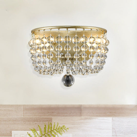 Vivolux | 2-Lampen Wandmontage Lamp Plattelands Beaded Kristallen Bol Wandlamp Verlichting in Goud voor Woonkamer