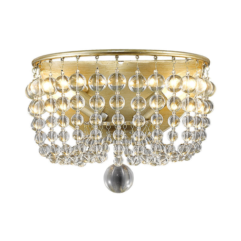 Vivolux | 2-Lampen Wandmontage Lamp Plattelands Beaded Kristallen Bol Wandlamp Verlichting in Goud voor Woonkamer