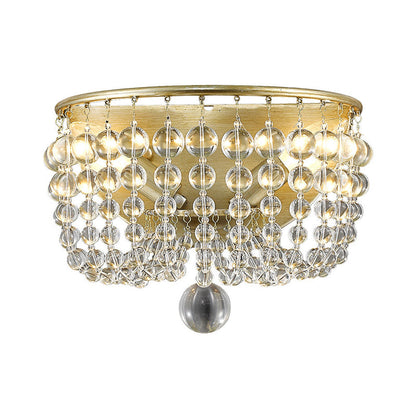 Vivolux | 2-Lampen Wandmontage Lamp Plattelands Beaded Kristallen Bol Wandlamp Verlichting in Goud voor Woonkamer