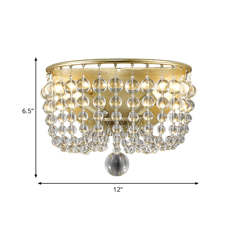 Vivolux | 2-Lampen Wandmontage Lamp Plattelands Beaded Kristallen Bol Wandlamp Verlichting in Goud voor Woonkamer
