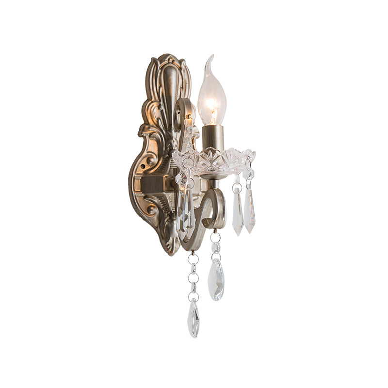 Vivolux | Swirl Arm Wohnzimmer Wandlicht Retro Stil Metall 1/2-Licht Silber Finish Wandleuchte mit Kristall Tropfen