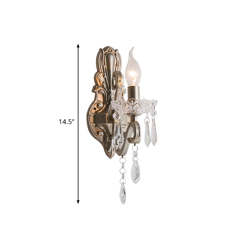 Vivolux | Swirl Arm Wohnzimmer Wandlicht Retro Stil Metall 1/2-Licht Silber Finish Wandleuchte mit Kristall Tropfen