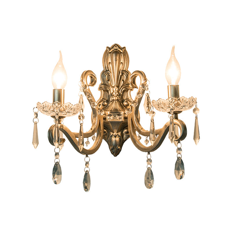 Vivolux | Swirl Arm Wohnzimmer Wandlicht Retro Stil Metall 1/2-Licht Silber Finish Wandleuchte mit Kristall Tropfen