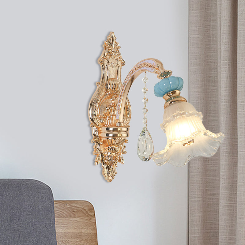 Vivolux | 1/2-Kopf hängende Blumen Wandlicht Retro Gold Opal Mattglas Wandmontiertes Gerät