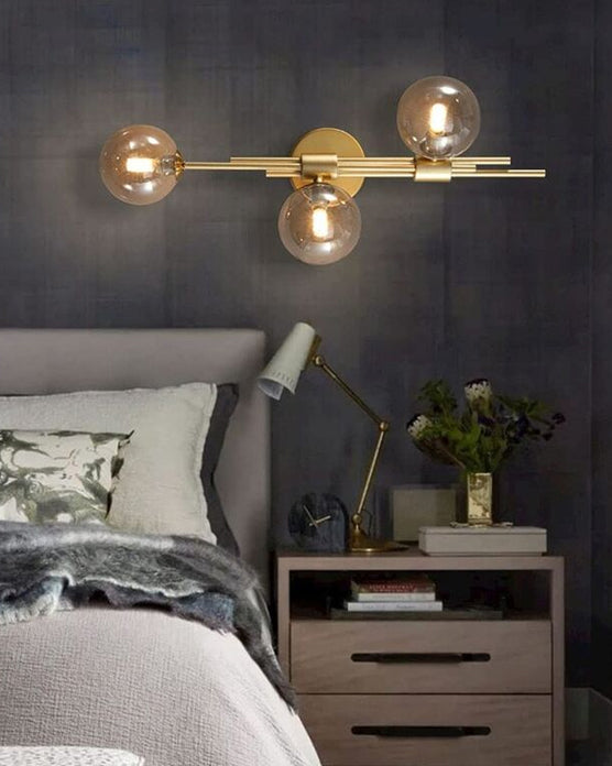 Vivolux | 3 Kopf Glas Ball Wandlampe - Bernstein