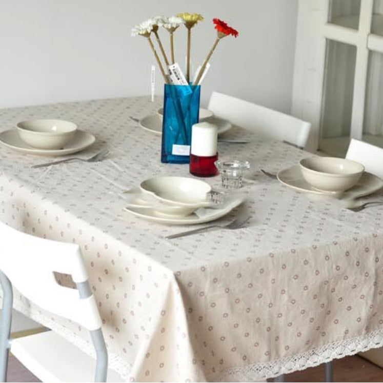 Vivolux | Daisy Print Baumwolle Leinen Tischdecke
