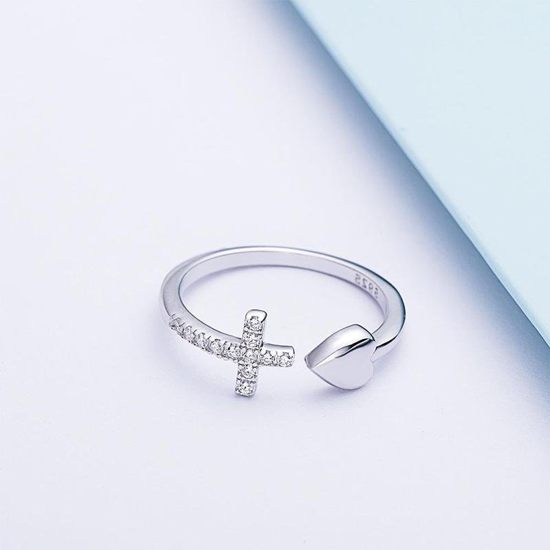 Love S925 Sterling Silber Kreuz Ring