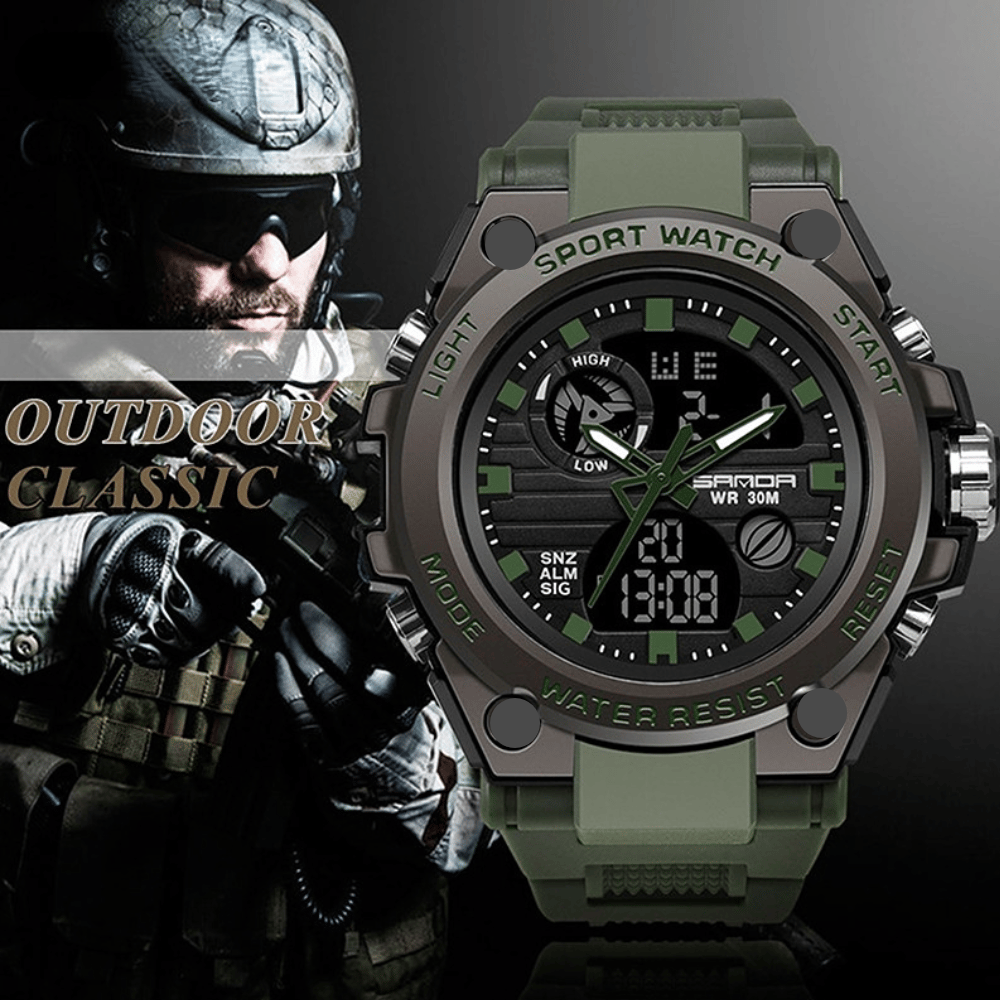 Vivolux | Sportliche Dual-Display Mode Multifunktionale wasserdichte leuchtende Herrenarmbanduhr