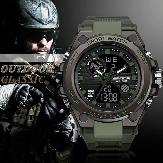 Vivolux | Sportliche Dual-Display Mode Multifunktionale wasserdichte leuchtende Herrenarmbanduhr