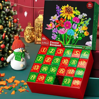 Vivolux | Blumenstrauß Bauklötze Weihnachts Adventskalender Set - Weihnachtsgeschenk