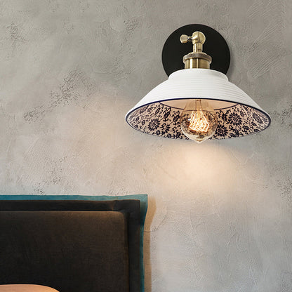 Vivolux | 1 Licht Wandmontage Verlichting Vintage Restaurant Wandlamp Armatuur met Golf/Scalloped Kom/Keramische Shade in Wit