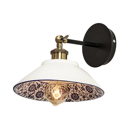 Vivolux | 1 Licht Wandmontage Verlichting Vintage Restaurant Wandlamp Armatuur met Golf/Scalloped Kom/Keramische Shade in Wit