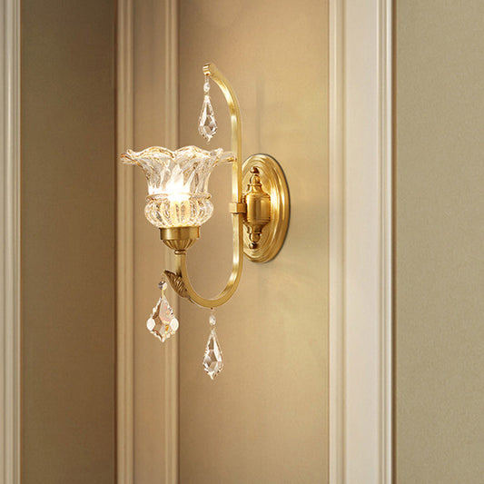 Vivolux | Geflגערte Kristall Wandmontage Lichtarmatur Klassisch 1 Kopf Esszimmer Wandlampen in Goud met Gedraaide Arm