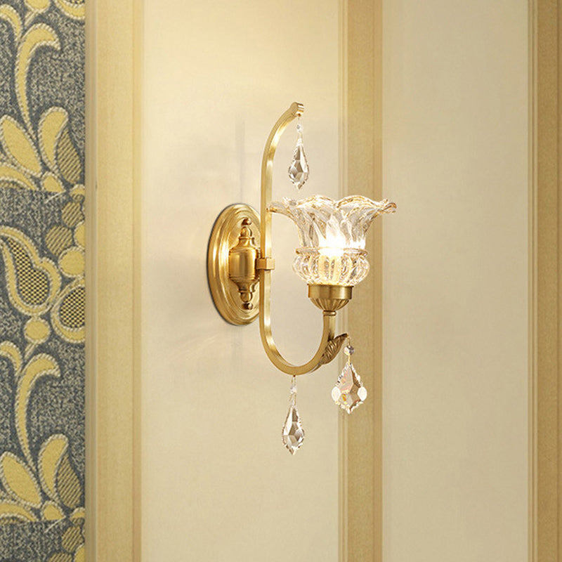 Vivolux | Geflגערte Kristall Wandmontage Lichtarmatur Klassisch 1 Kopf Esszimmer Wandlampen in Goud met Gedraaide Arm