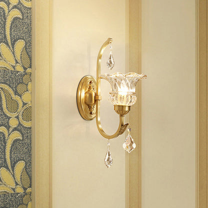 Vivolux | Geflגערte Kristall Wandmontage Lichtarmatur Klassisch 1 Kopf Esszimmer Wandlampen in Goud met Gedraaide Arm