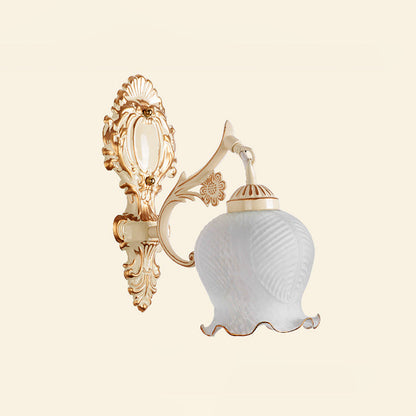 Vivolux | 1/2-Bulb Flower Wandlamp Fixture Traditionele Witte Glazen Wandlamp Verlichting voor Woonkamer