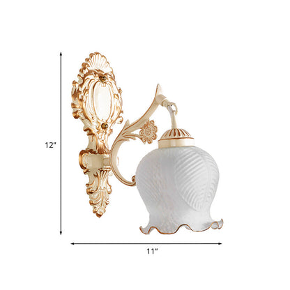 Vivolux | 1/2-Bulb Flower Wandlamp Fixture Traditionele Witte Glazen Wandlamp Verlichting voor Woonkamer