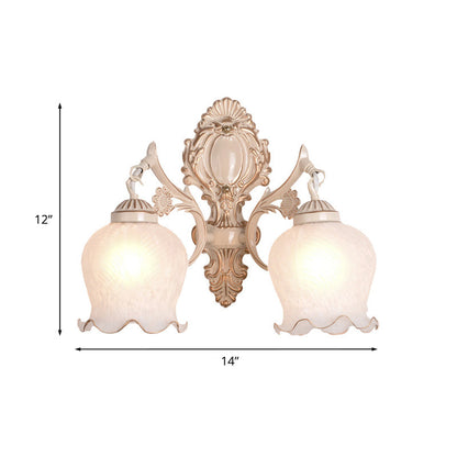 Vivolux | 1/2-Bulb Flower Wandlamp Fixture Traditionele Witte Glazen Wandlamp Verlichting voor Woonkamer
