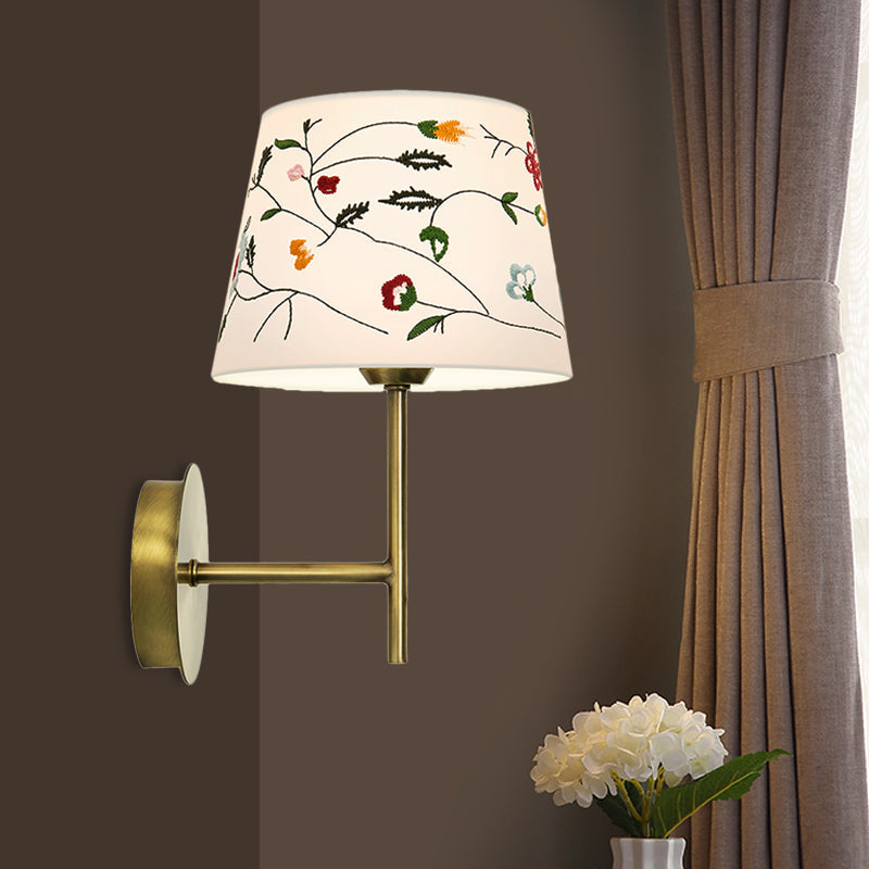 Vivolux | Drum Nachtkopfwandlampe Modern Nordic Stickerei Stoff 1-Kopf Gold Wandbeleuchtungsideen