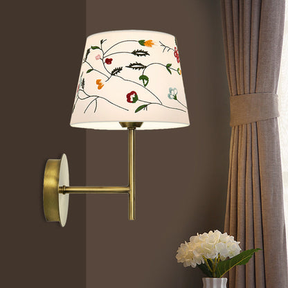 Vivolux | Drum Nachtkopfwandlampe Modern Nordic Stickerei Stoff 1-Kopf Gold Wandbeleuchtungsideen