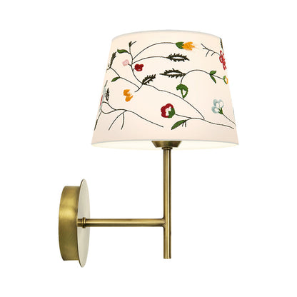 Vivolux | Drum Nachtkopfwandlampe Modern Nordic Stickerei Stoff 1-Kopf Gold Wandbeleuchtungsideen